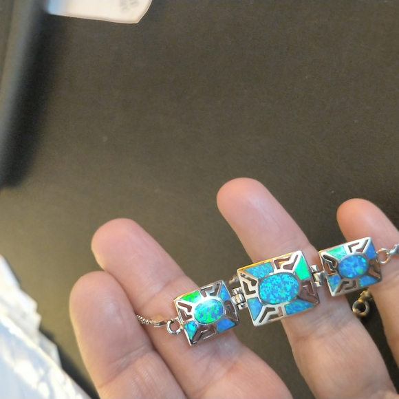 Sterling silver and opal bracelet - Picture 2 of 6